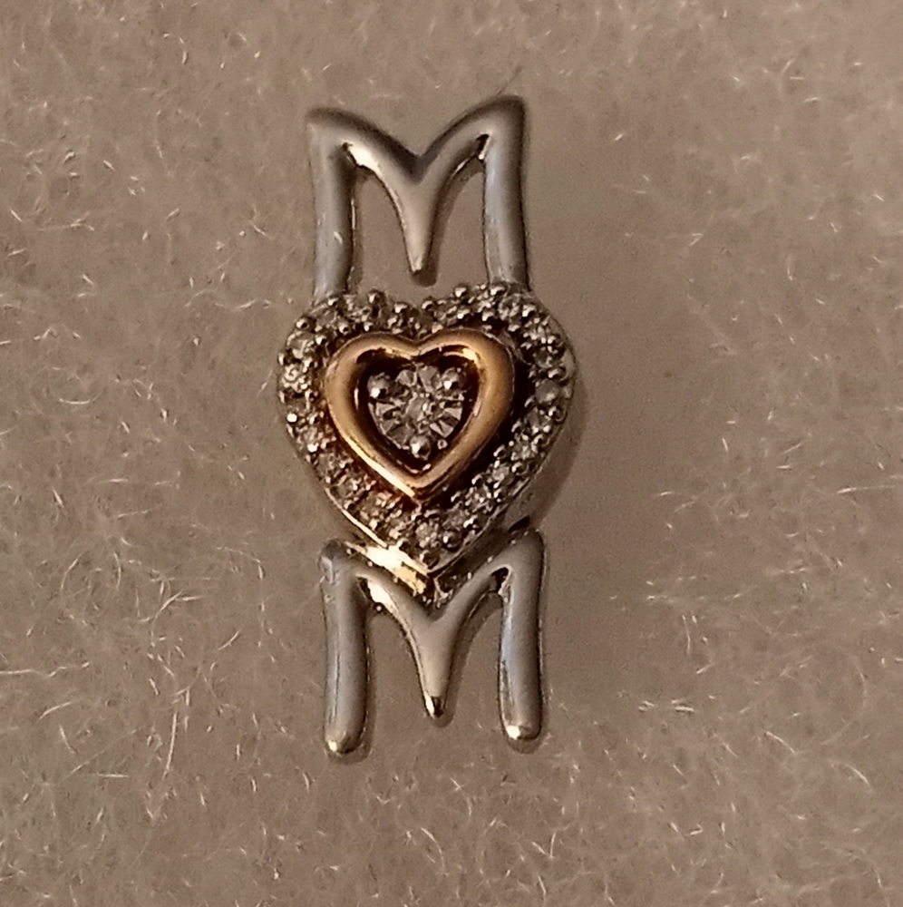 10k/SS DIAMOND MOM PENDANT